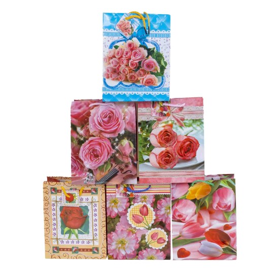 Set 12 pungi cadou, imprimeuri diferite, 23x17.5x9 cm, B.S.P. / 723