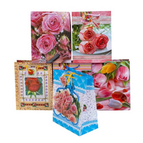 Set 12 pungi cadou, imprimeuri diferite, 23x17.5x9 cm, B.S.P. / 723