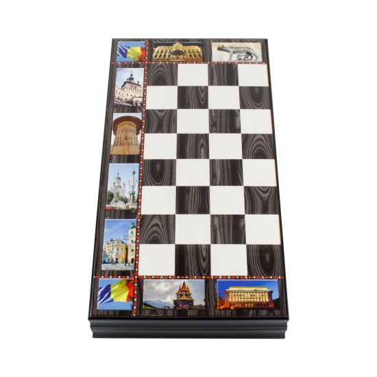 Joc de table din lemn lacuit cu peisaje 50x50 cm / 986