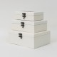 Set 3 cutii din lemn, culoare alb, model brodat, B.S.P. / BC 09