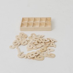 Numere de lemn in cutie, culoare natur, H 4 cm, B.S.P. / BP 019