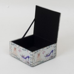 Cutie bijuterii din sticla cu interior din catifea, 10x9x5 cm, B.S.P. / CC 053-3