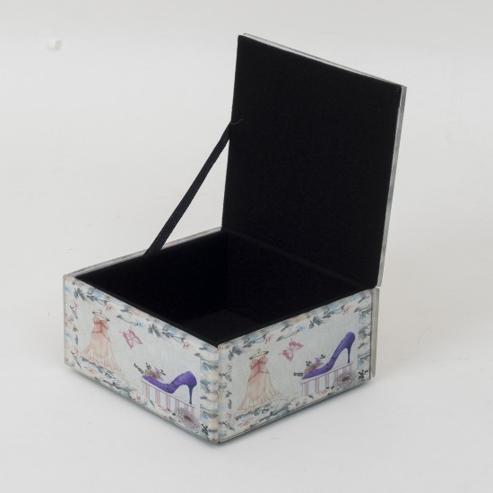 Cutie bijuterii din sticla cu interior din catifea, 10x9x5 cm, B.S.P. / CC 053-3