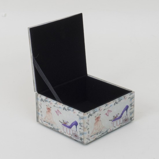 Cutie bijuterii din sticla cu interior din catifea, 10x9x5 cm, B.S.P. / CC 053-3