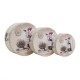 Set 3 cutii cu forma rotunda si model floral, B.S.P. / CC136_ROSU