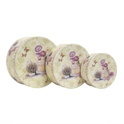 Set 3 cutii cu forma rotunda si model floral, B.S.P. / CC136_ROZ