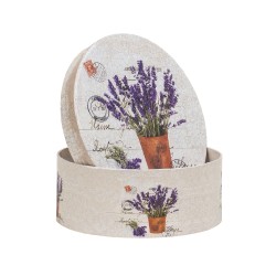 Set 3 cutii cu forma rotunda si model floral, B.S.P. / CC136_MOV