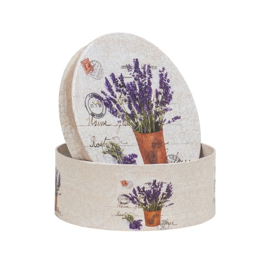 Set 3 cutii cu forma rotunda si model floral, B.S.P. / CC136_MOV