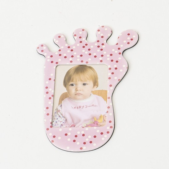 Marturie botez cu poza, model talpa, culoare roz, 10x8 cm, B.S.P. / CC 231_1