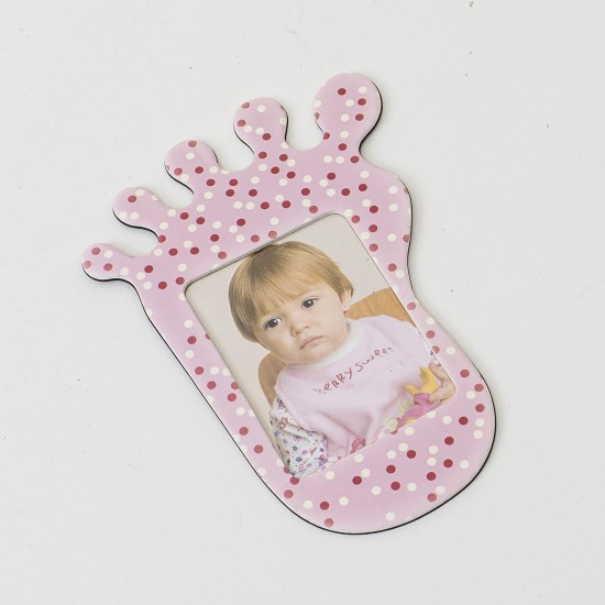 Marturie botez cu poza, model talpa, culoare roz, 10x8 cm, B.S.P. / CC 231_1