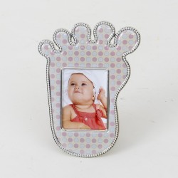 Marturie botez cu poza, model talpa, culoare gri, 10x8 cm, B.S.P. / CC 231_2