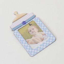 Marturie botez cu poza, model biberon, culoare bleu, 10x5.5 cm, B.S.P. / CC 233