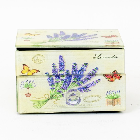 Cutie bijuterii din sticla + sertar depozitare, 12x8x8 cm, B.S.P. / CC 055-2_1