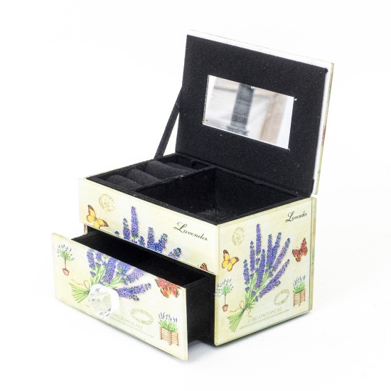 Cutie bijuterii din sticla + sertar depozitare, 12x8x8 cm, B.S.P. / CC 055-2_1