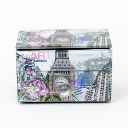 Cutie bijuterii din sticla + sertar depozitare, 12x8x8 cm, B.S.P. / CC 055-2_2