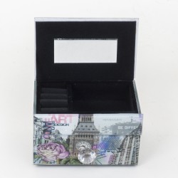 Cutie bijuterii din sticla + sertar depozitare, 12x8x8 cm, B.S.P. / CC 055-2_2