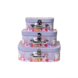 Set 3 cutii, forma cufar multicolor / CD 091_3