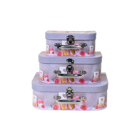 Set 3 cutii, forma cufar multicolor / CD 091_3