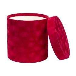Set 3 cutii cu forma rotunda, din catifea rosie / SL268_Rosu