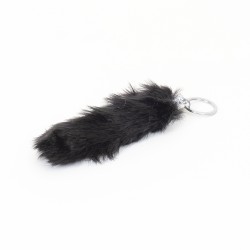 Breloc din puf, model coada de iepure, culoare negru, 18x4 cm, B.S.P. / CD1084_2