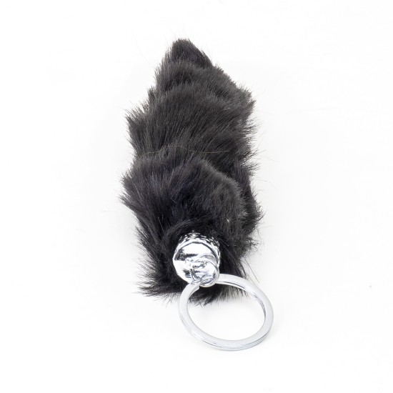 Breloc din puf, model coada de iepure, culoare negru, 18x4 cm, B.S.P. / CD1084_2