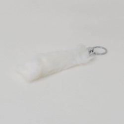 Breloc din puf, model coada de iepure, culoare alb, 18x4 cm, B.S.P. / CD1084_4