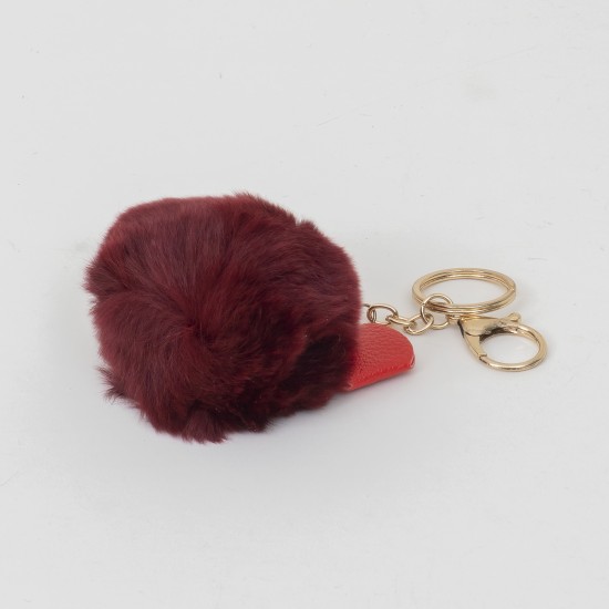 Breloc din puf, model cu fundita, culoare rosu, 13x7 cm, B.S.P. / CD1087_2