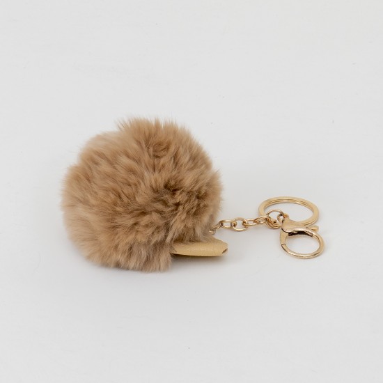 Breloc din puf, model cu fundita, culoare maro, 13x7 cm, B.S.P. / CD1087_5