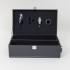 Cutie vin pentru 2 sticle + accesorii, piele ecologica, culoare negru, 35x20x12.5 cm, B.S.P. / CD112