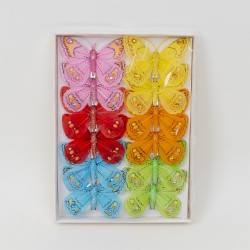 Set 12 fluturi , mix de culori, 6x7 cm, B.S.P. / CD2298