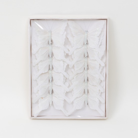 Set 12 fluturi , culoare alb, 7x9 cm, B.S.P. / CD2299