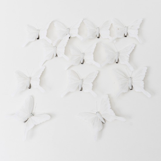 Set 12 fluturi , culoare alb, 7x9 cm, B.S.P. / CD2299