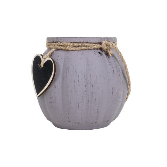 Vaza din ceramica, culoare gri, 13x11 cm, B.S.P. / CD2675