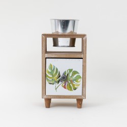 Cutie din lemn cu sertar si vaza, 20x12x10 cm, B.S.P. / CD3249