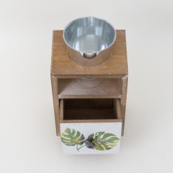 Cutie din lemn cu sertar si vaza, 20x12x10 cm, B.S.P. / CD3249