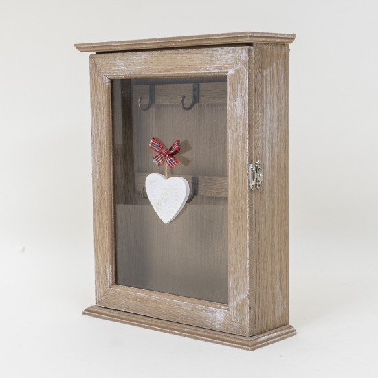 Cutie pentru chei, culoare natur, model cu geam trasparent, 22x7x28 cm, B.S.P. / CD 3459