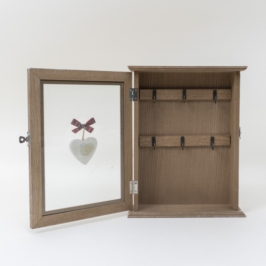 Cutie pentru chei, culoare natur, model cu geam trasparent, 22x7x28 cm, B.S.P. / CD 3459