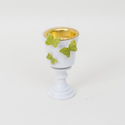 Suport lumanare, model cu fluturi, culoare alb, H 15 cm, B.S.P. / CD3477