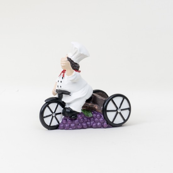 Suport sticla , model cu bucatar pe bicicleta , culoare alb, 20x20 cm, B.S.P. / CD3479