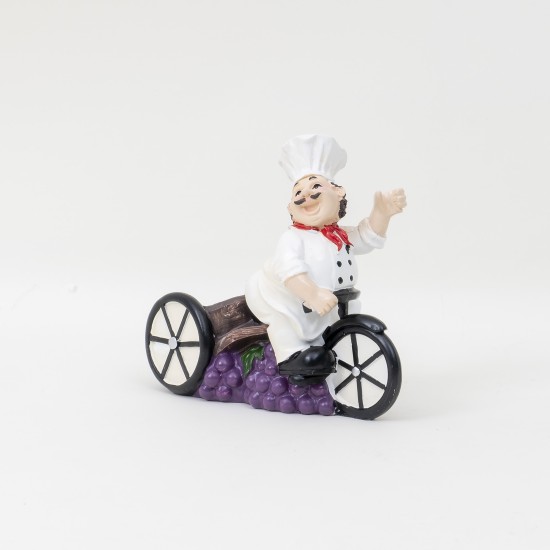 Suport sticla , model cu bucatar pe bicicleta , culoare alb, 20x20 cm, B.S.P. / CD3479