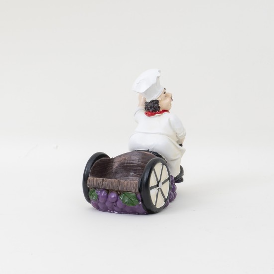 Suport sticla , model cu bucatar pe bicicleta , culoare alb, 20x20 cm, B.S.P. / CD3479