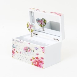 Cutie bijuterii muzicala, model flori roz, 13x8x8 cm, B.S.P. / CD3494_1