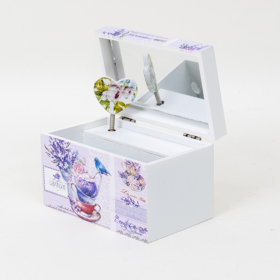 Cutie bijuterii muzicala, model flori mov, 13x8x8 cm, B.S.P. / CD3494_2