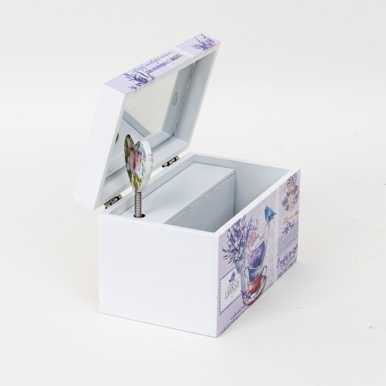 Cutie bijuterii muzicala, model flori mov, 13x8x8 cm, B.S.P. / CD3494_2