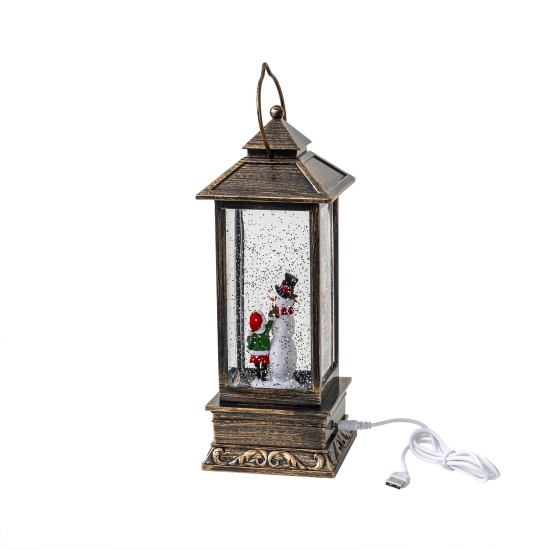 Decoratiune Craciun in forma de felinar, luminos, muzical, alimentare USB/ baterii / CD 4155_D