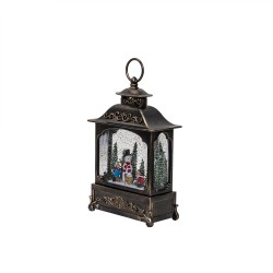 Decoratiune Craciun in forma de felinar dreptunghiular, luminos, muzical, alimentare USB/ baterii / CD4158_C