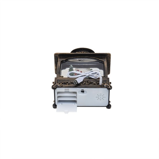 Decoratiune Craciun in forma de felinar dreptunghiular, luminos, muzical, alimentare USB/ baterii / CD4158_B