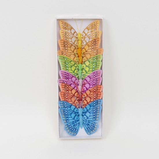 Set 12 fluturi , mix culori, 10x7 cm, B.S.P. / CD4293