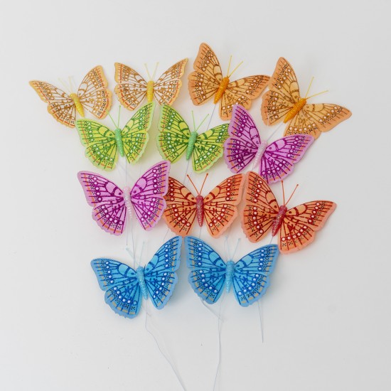 Set 12 fluturi , mix culori, 10x7 cm, B.S.P. / CD4293