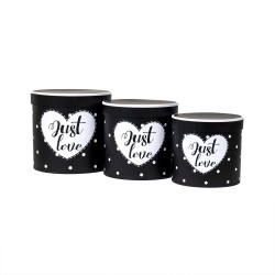 Set 3 cutii cu forma cilindrica si model / CD4387_Negru